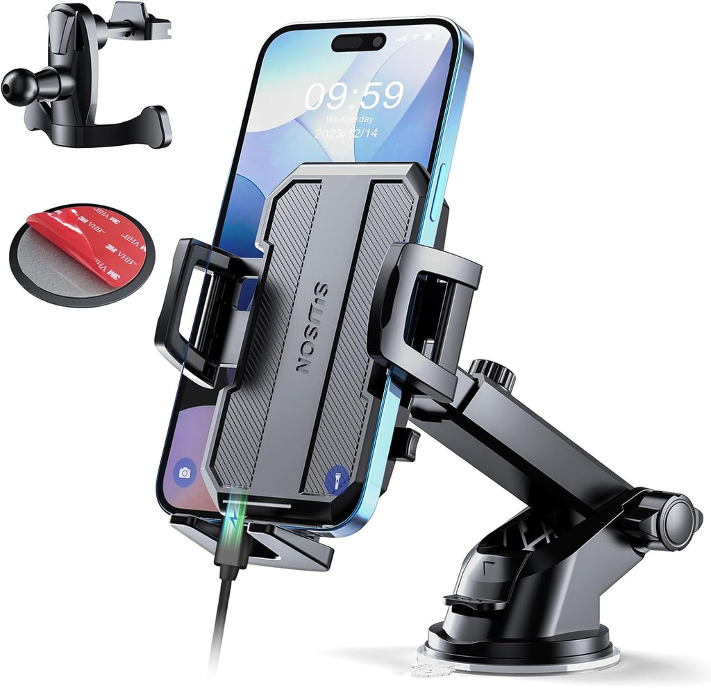 Upgraded 3-in-1 Car Phone Holder Mount [Powerful Suction] Phone Mount for Car Dashboard Air Vent Windshield,for All