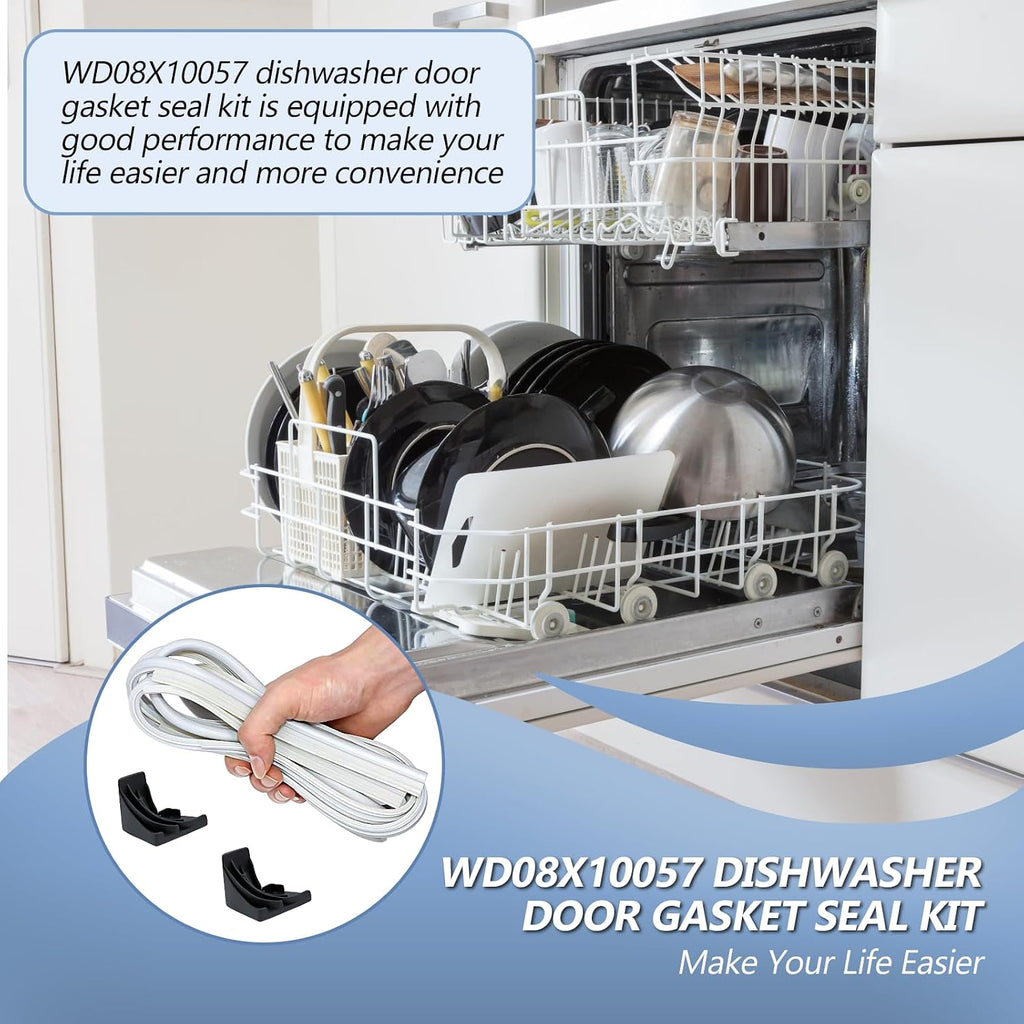 【UPGRADED】WD08X10057 Dishwasher Door Gasket Seal Kit by Cenipar Compatible with G-E Dishwasher with WD8X227 WD8X228 Dishwasher Corner Gaskets Right/Left Side Corner Baffle Replace PS263963 PS263964