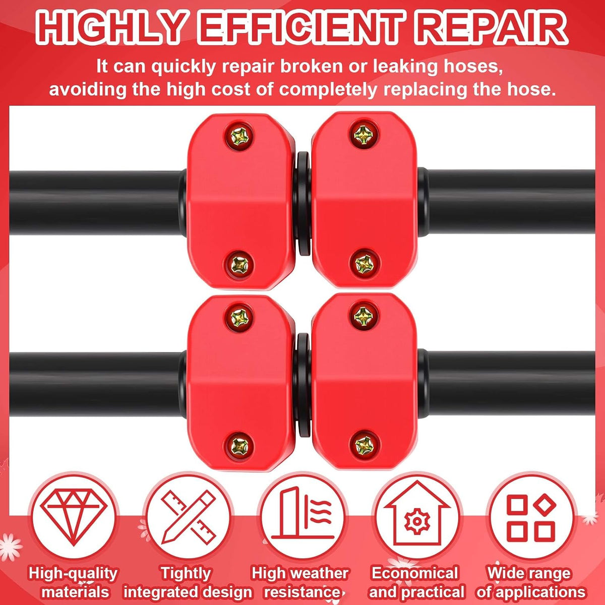 Pangda 2 Pack Hose Repair Kit, 5/8" or 3/4", Green, Black, Coupling