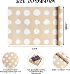 Kraft Wrapping Paper Rolls, Plain & Printed Wrap 17in x9.8ft for Gifts