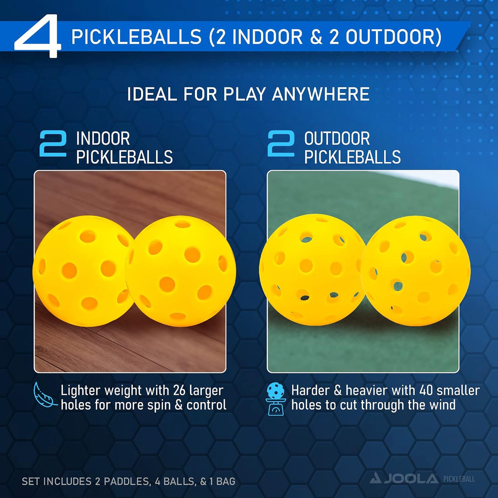Pickleball Paddles Set of 2 – Multiple Colors - Reinforced Fiberglass Surface – Lightweight, Durable