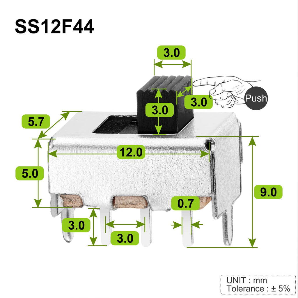 Chanzon SPDT Mini Micro Slide Switch 1p2t 2 Position 25pcs 3mm Toggle Vertical Slide Switch Panel Mount Small High Knob Vertical for PCB Arduino Breadboard Electronic Board Dip Miniature SlideSwitch