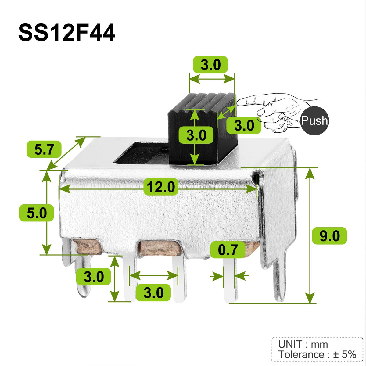 Chanzon SPDT Mini Micro Slide Switch 1p2t 2 Position 25pcs 3mm Toggle Vertical Slide Switch Panel Mount Small High Knob Vertical for PCB Arduino Breadboard Electronic Board Dip Miniature SlideSwitch