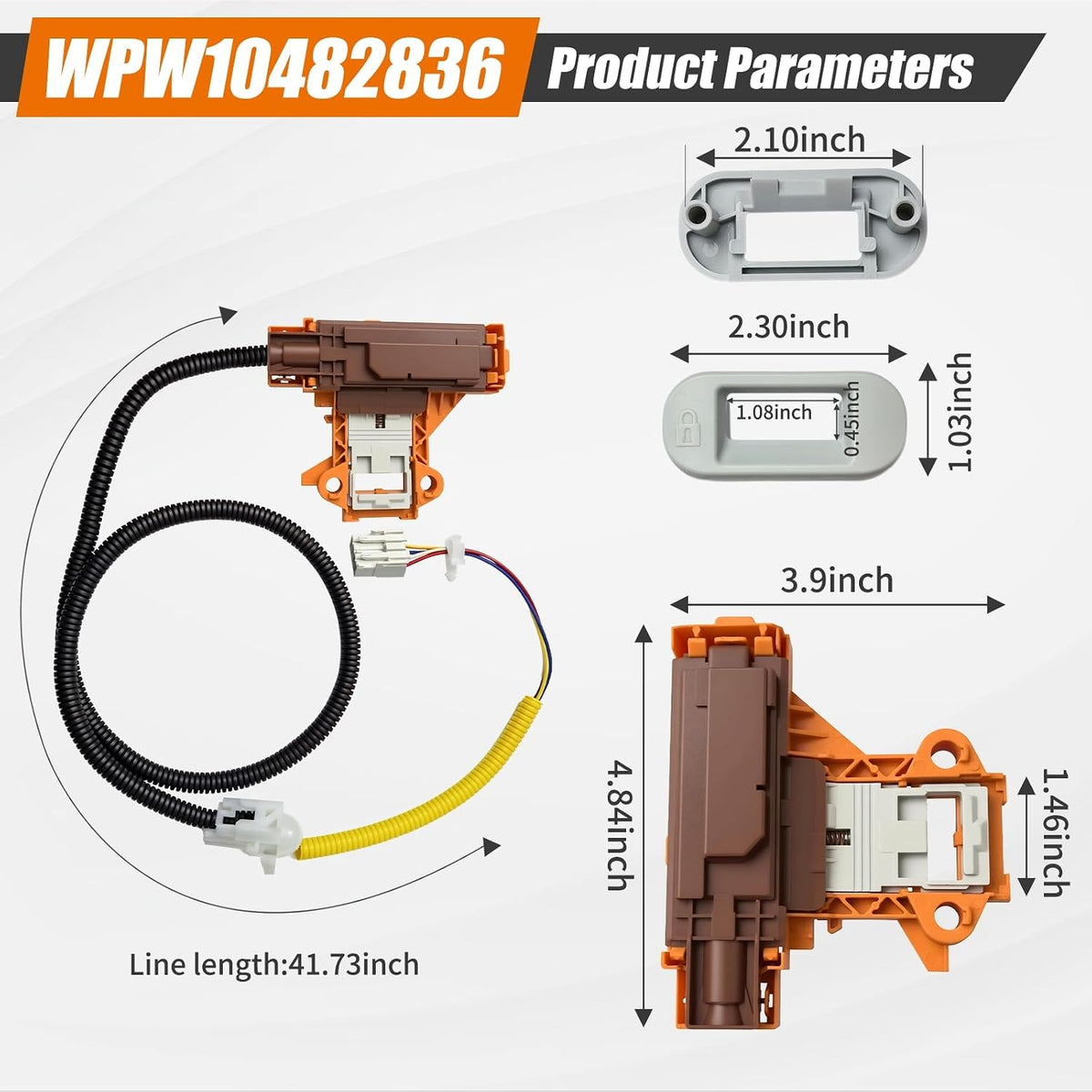 Upgraded WPW10482836 Washer Door Lock Latch Assembly for Whirlpool