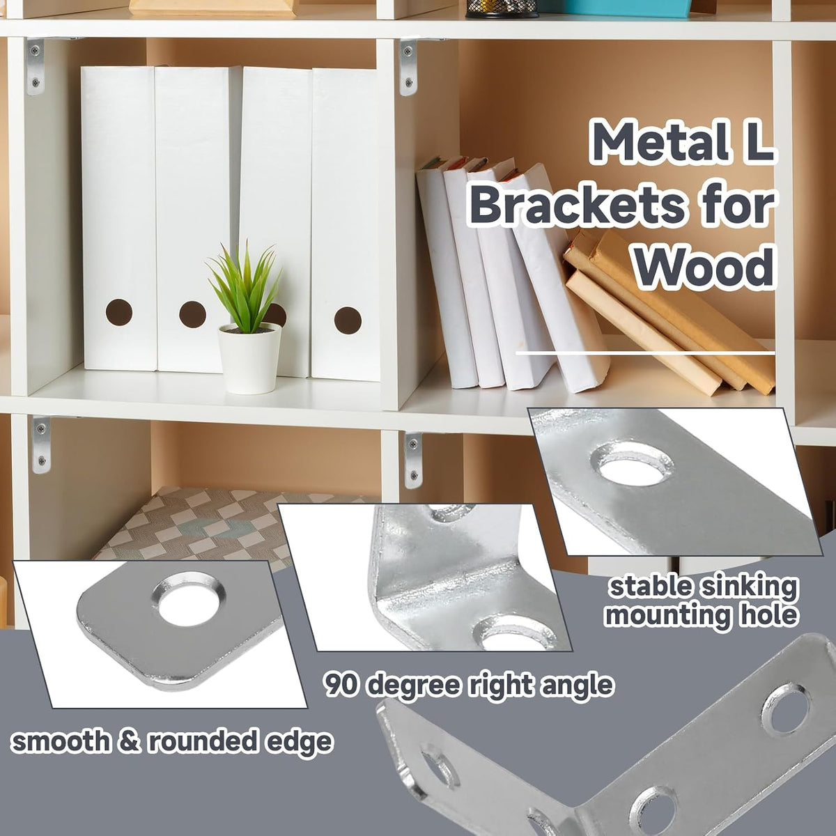 L Bracket Corner Braces 1.5 Inch, Zinc Plated, 20PCS