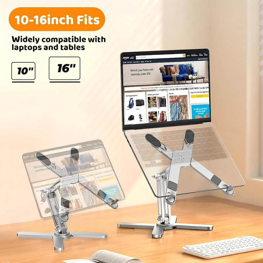 N86 360 Rotating Laptop Stand, Adjustable Height & Angle, Ergonomic Metal Riser for Desk Collaborative Work, Fully