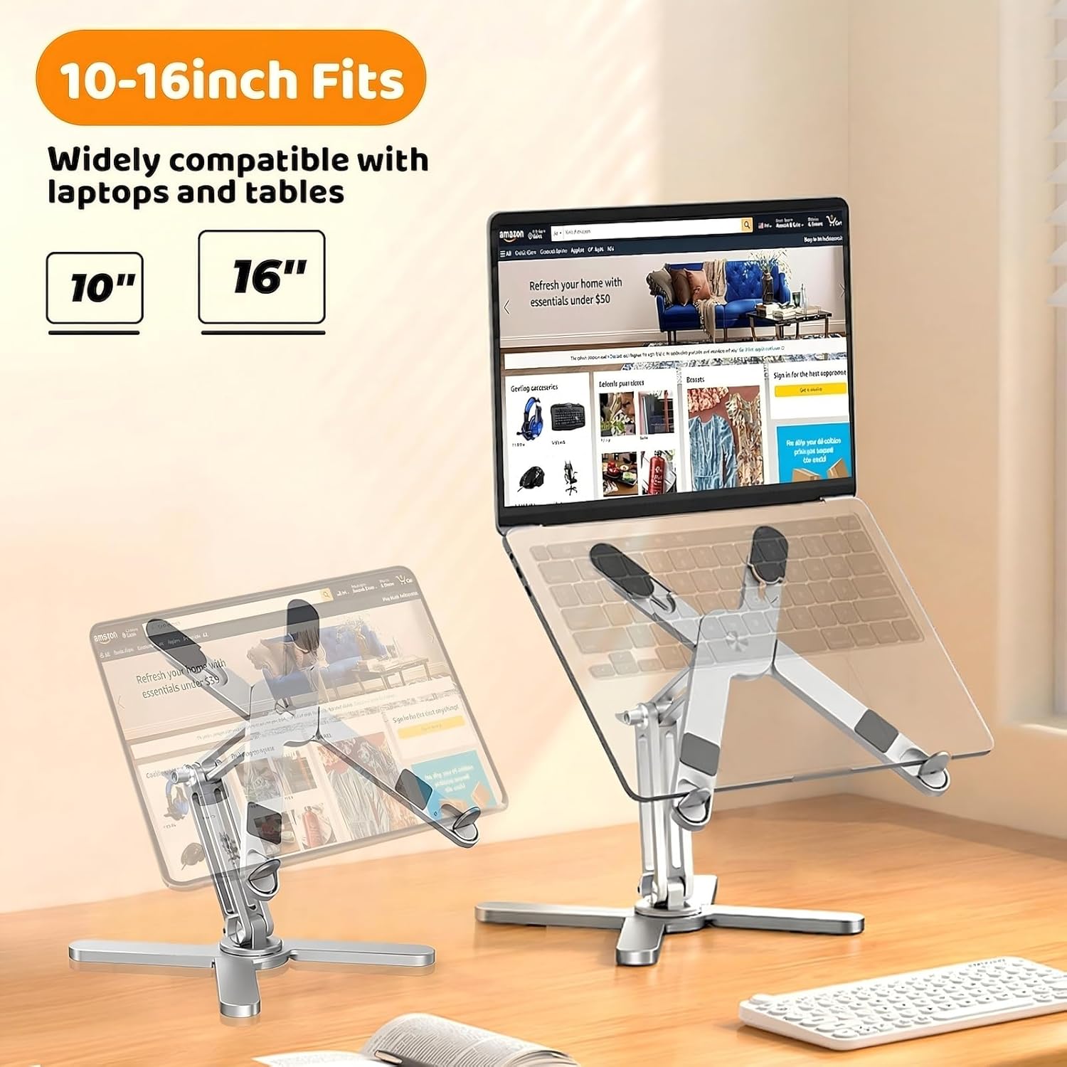 N86 360 Rotating Laptop Stand, Adjustable Height & Angle, Ergonomic Metal Riser for Desk Collaborative Work, Fully
