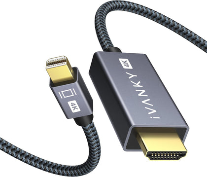 4K Mini DisplayPort to HDMI Cable 6FT, 4K@30Hz Thunderbolt to HDMI | [Alum Shell/Nylon Braided/Optimal Chip