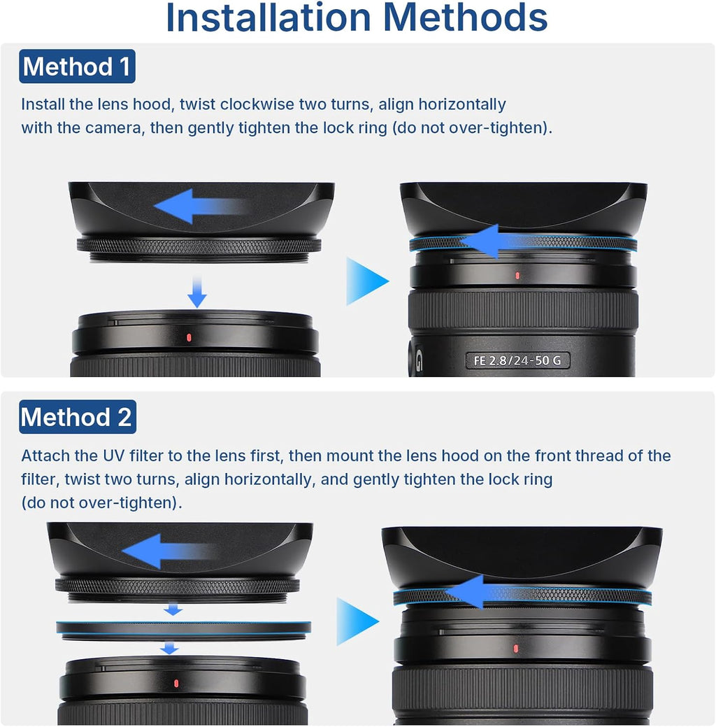 72mm Square Metal Screw-in Mount Lens Hood Shade with Cap for 72mm Canon Nikon Sony Leica Leitz Carl Zeiss