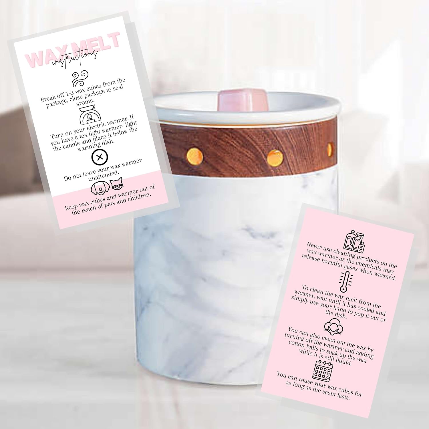 Wax Melt Care Instruction Cards | 50 Pack | 2x3.5” Business Card Wax Melt Supplies Homemade Customer thank you for