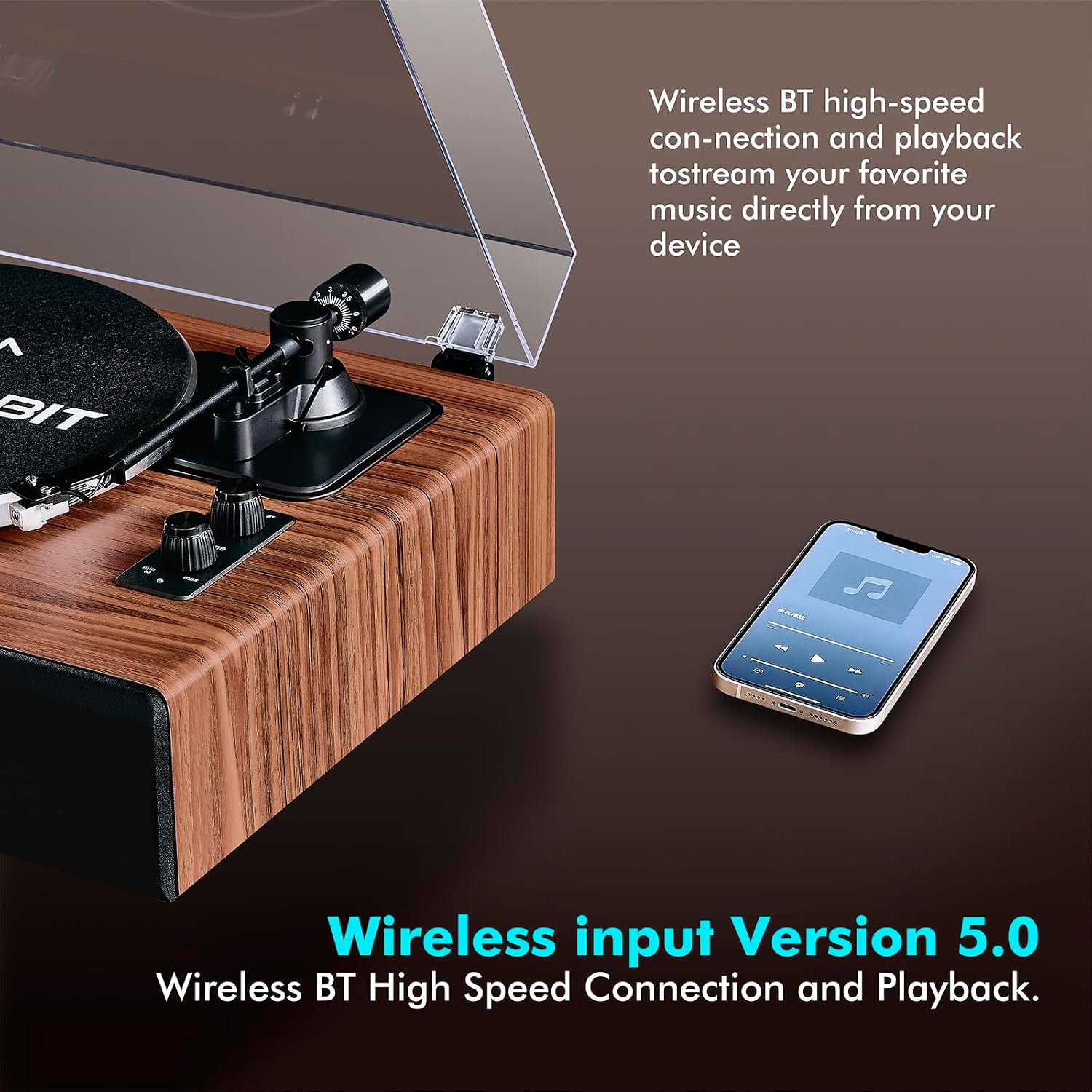 Bluetooth Record Player with Speakers,Vinyl Player for 7/10/ Records | Turntable With AT-3600L Magnetic Cartridge &