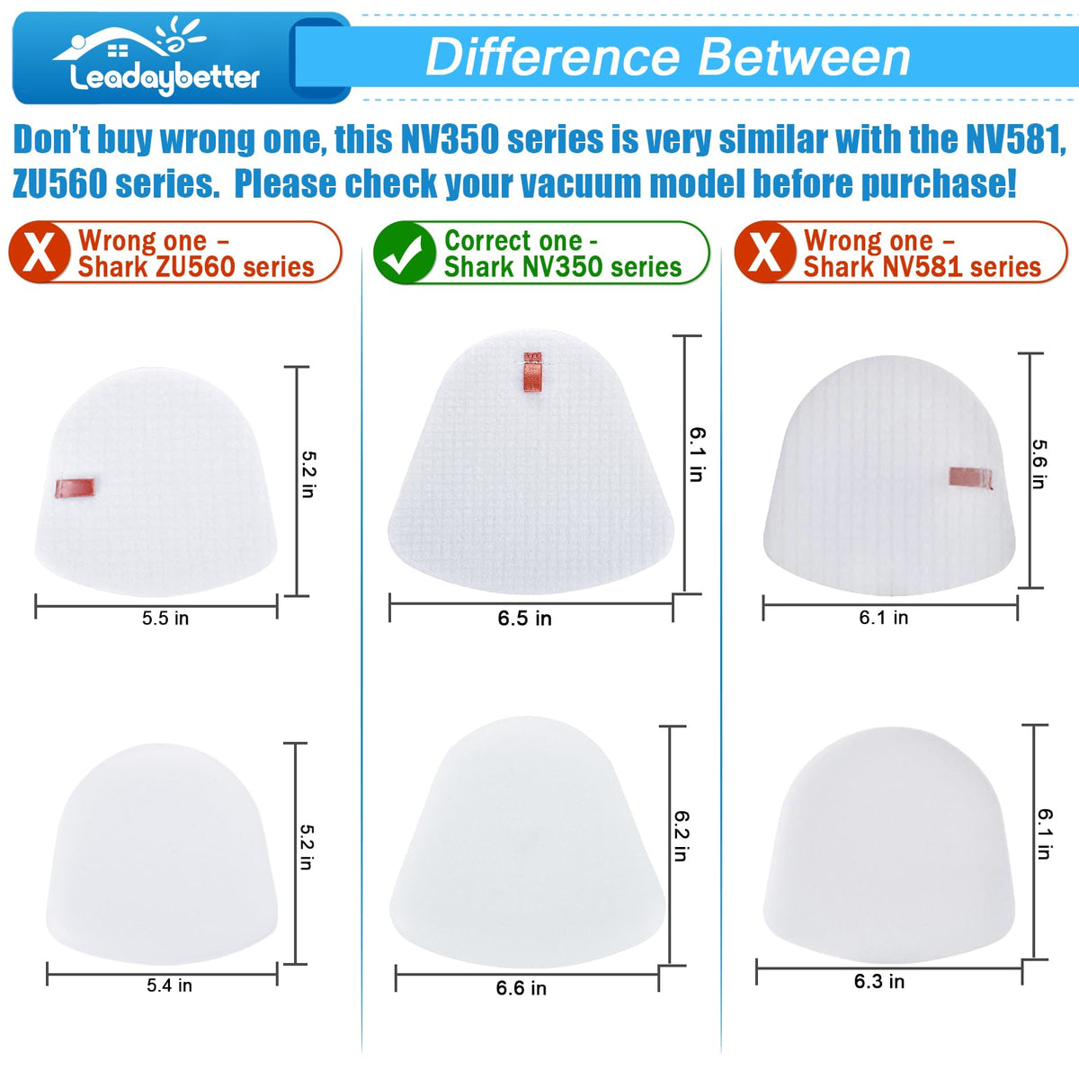 Leadaybetter Foam Replacement Filters for Shark Navigator Lift Away Deluxe