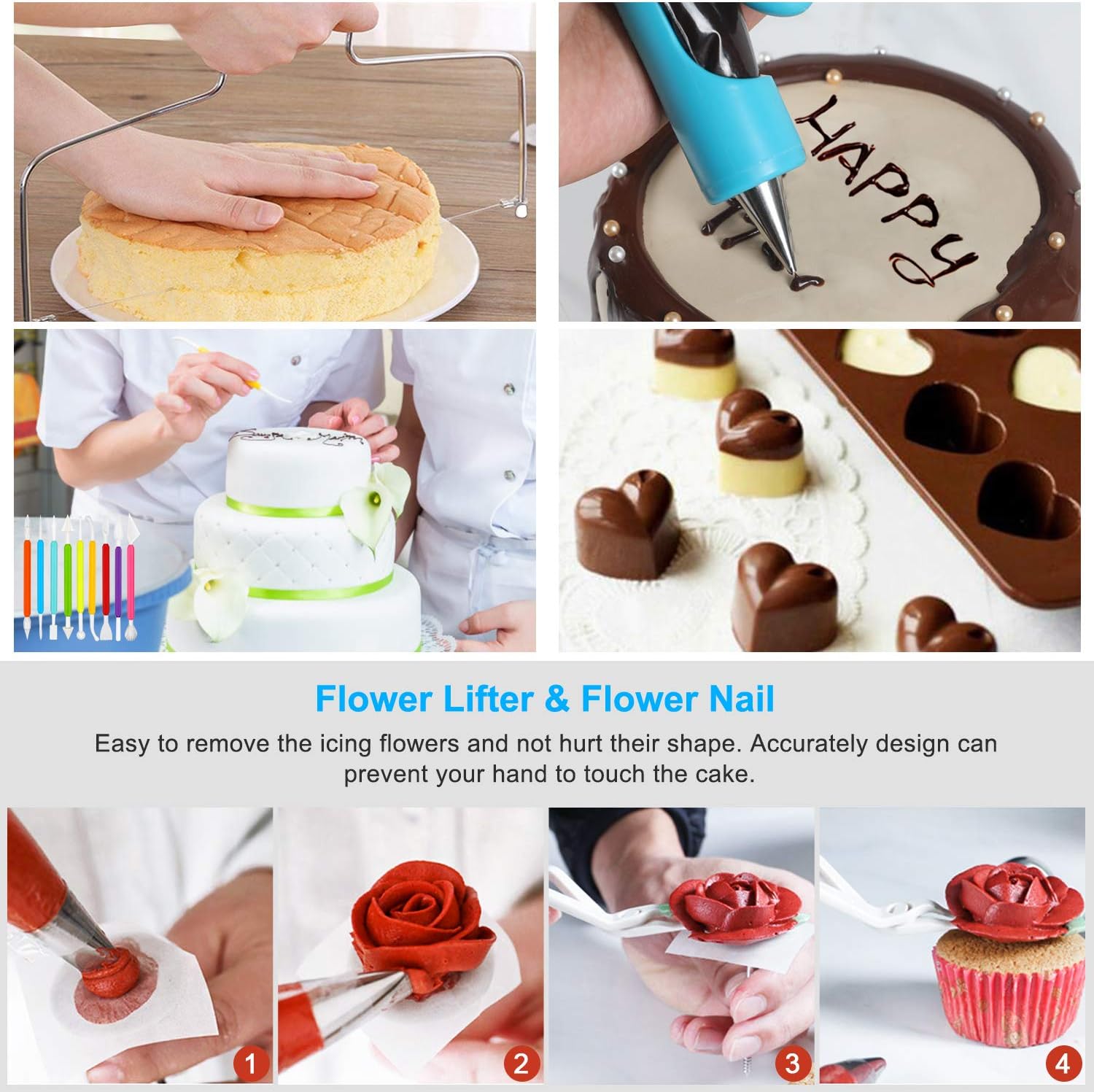Cake Decorating Supplies,493 PCS Cake Decorating Kit 3 Packs Springform Cake Pans, Cake Rotating Turntable,48 Piping