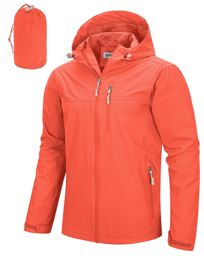 Men's Packable Rain Jacket Waterproof Raincoat with Hood