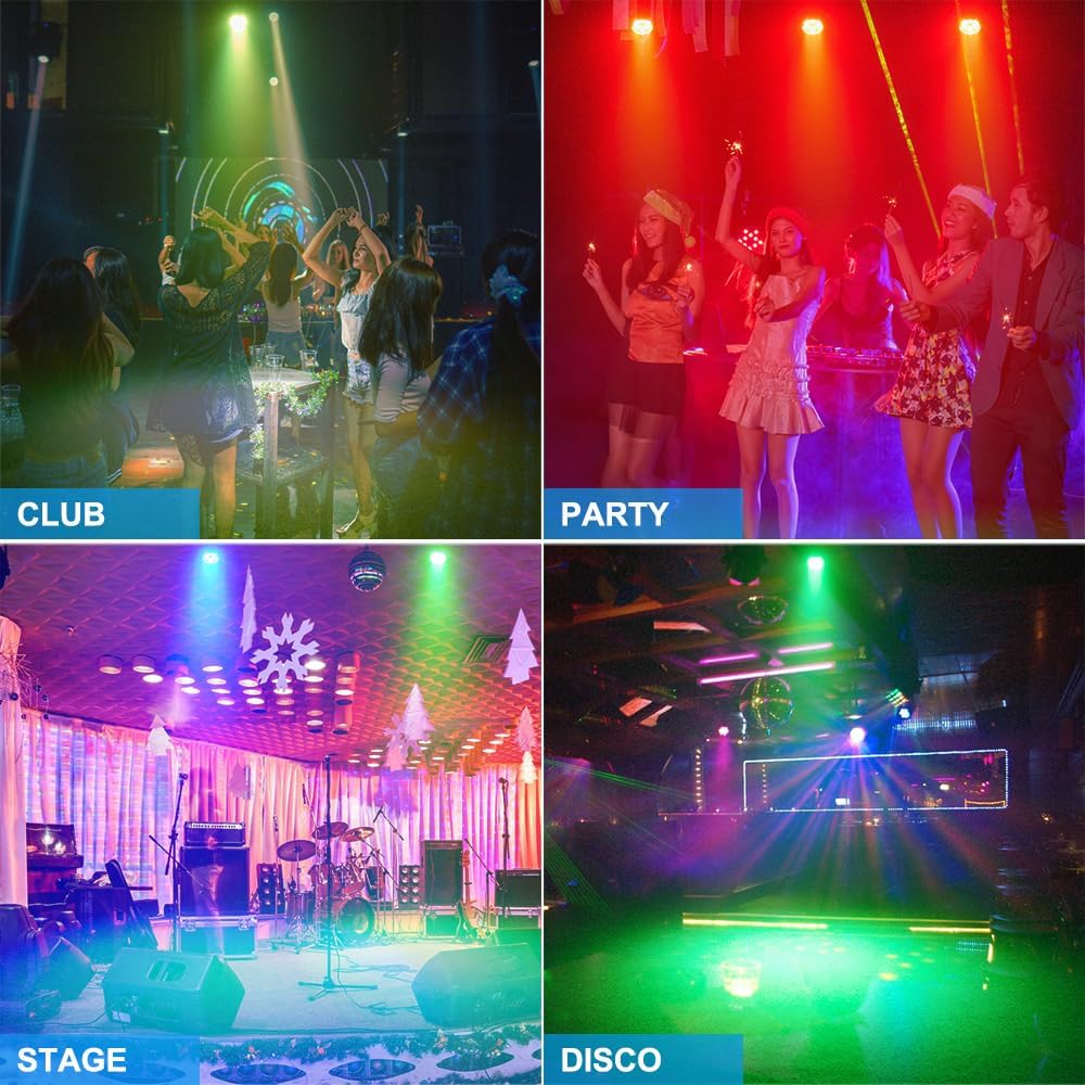 Mini Moving Head Lights, 30W Compact DJ Stage Lights with Remote | Led Moving Head Wash with Halo Effects, DMX512 &