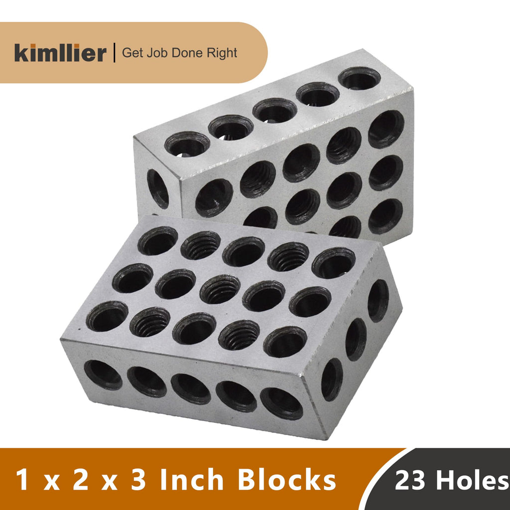 kimllier 1 x 2 x 3 Inch Blocks 23 Holes Matched Pair, Hardened Steel
