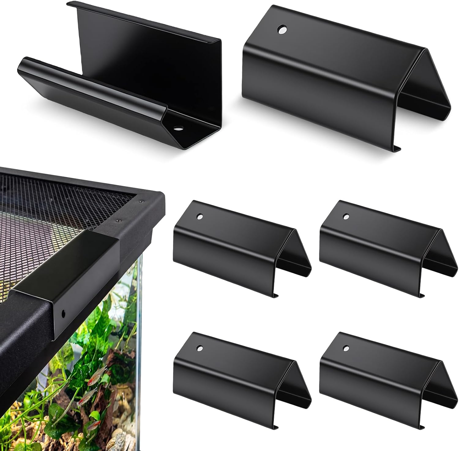 Reptile Terrarium Covers Heavy Duty Screen Clips 6 Pack for 5-29 Gallons | Aquarium Lid Clip, Reptile Tank Clips to