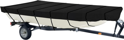 iCOVER Jon Boat Cover 16ft, Heavy Duty Waterproof Marine Grade Polyester Canvas Mooring Cover, Anti-UV Trailerable