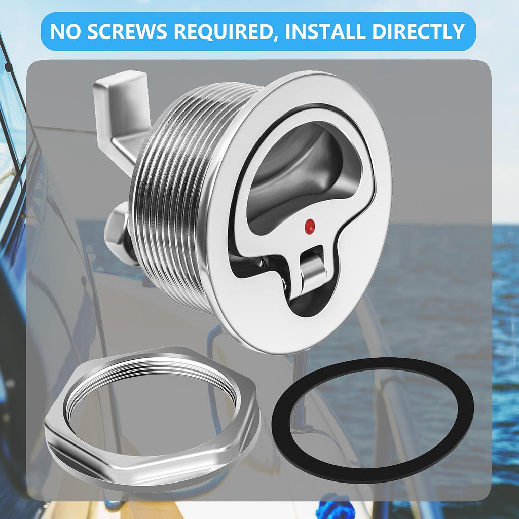 Flush Mount Latch Fits 2-1/2" Hole,316 Stainless Steel Boat Latch