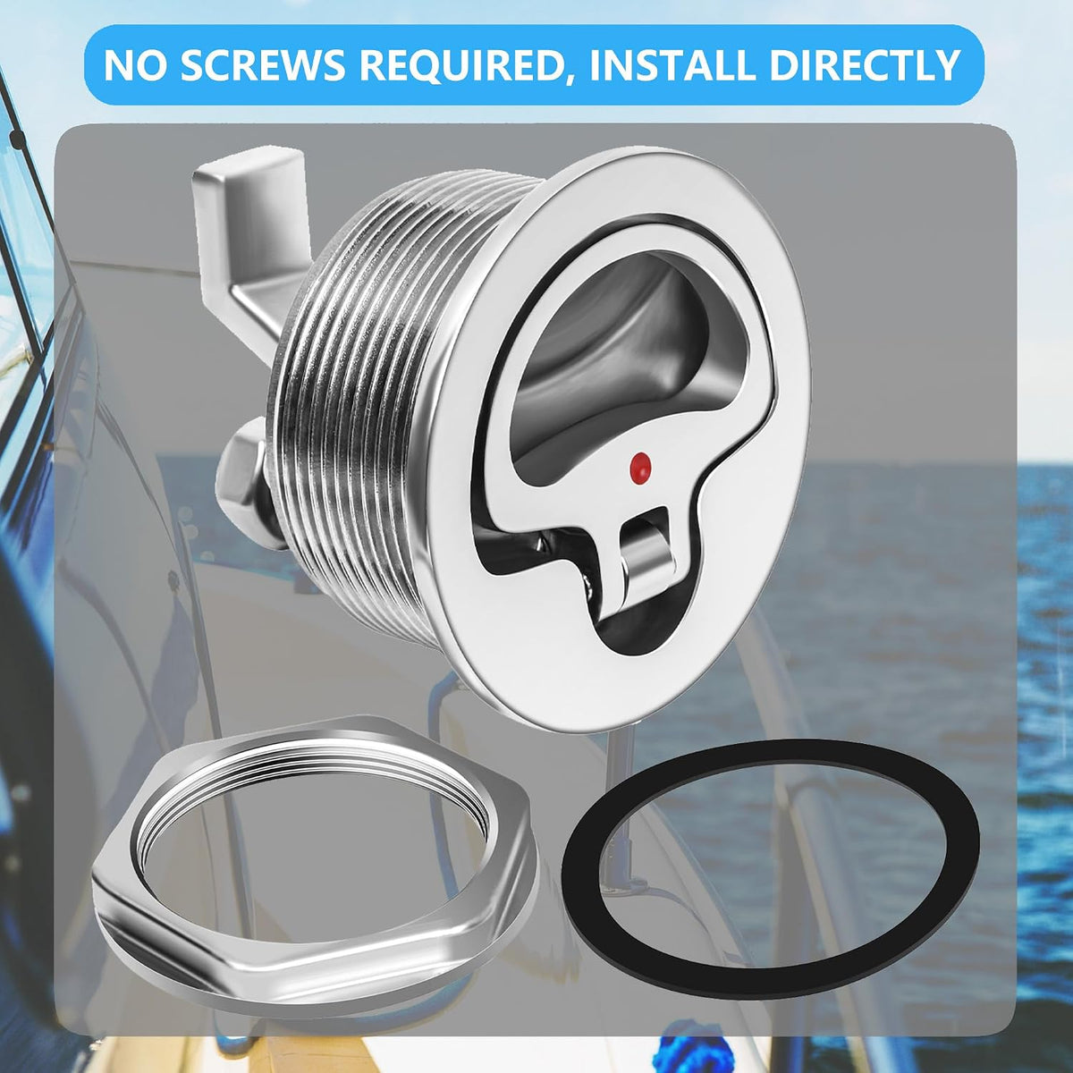 Flush Mount Latch Fits 2-1/2" Hole,316 Stainless Steel Boat Latch