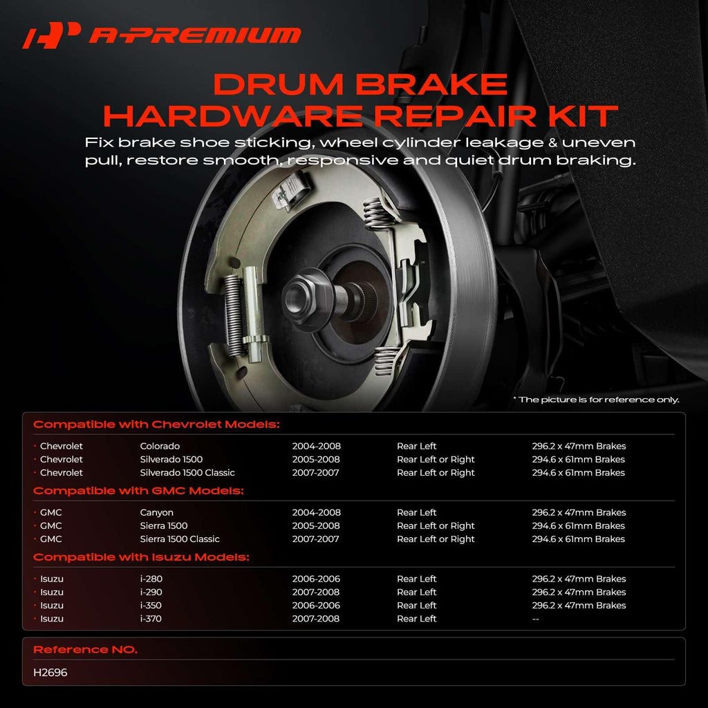 A-Premium Rear Drum Brake Hardware Kit
