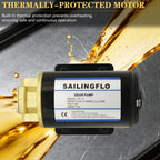 12V Oil Transfer Pump, 3.2 GPM 84W Self‑Priming Gear Pump, Fluid Extractor