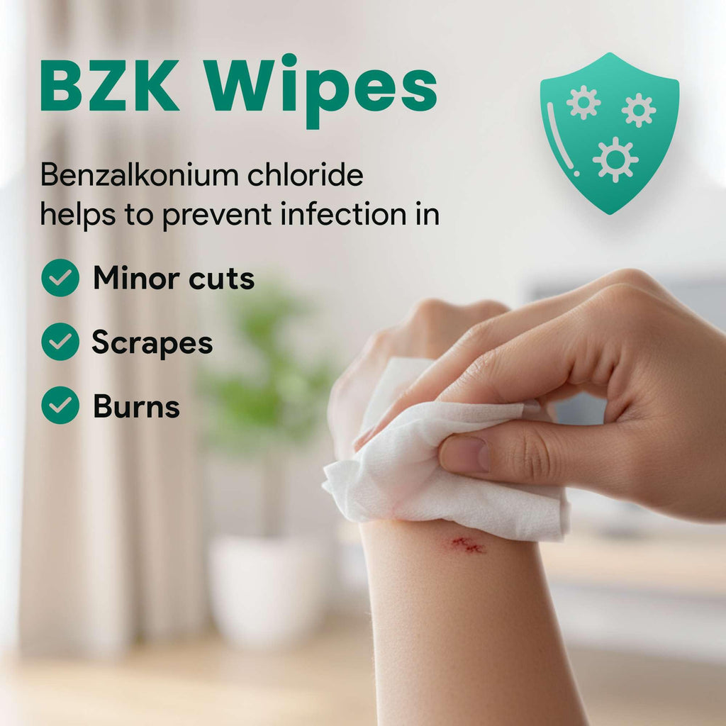 BZK Antiseptic Wipes, 240 Count - 7"x5" Individually Wrapped