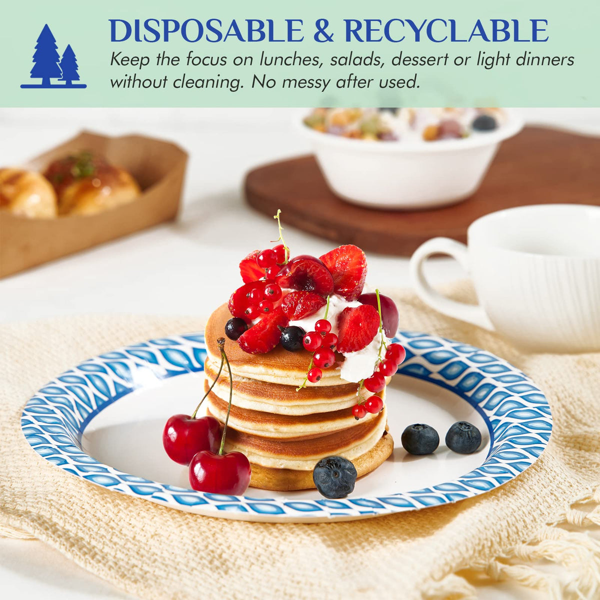 8.375 Inch Paper Plates, 300 Count Disposable Plates Bulk Pack