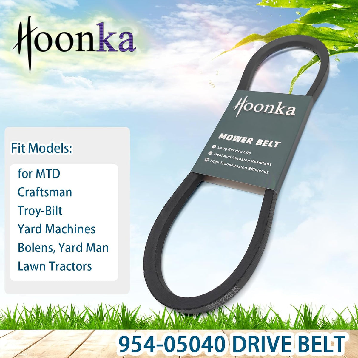HOONKA 954-05040 954-0241A Upper Drive Belt for MTD Craftsman Troy-Bilt Cub Cadet Yard Machines Huskee Lawn Mower/Tractor (5/8" x 35-1/4") Replaces 954-0241 754-0241A 754-0241 754-05040