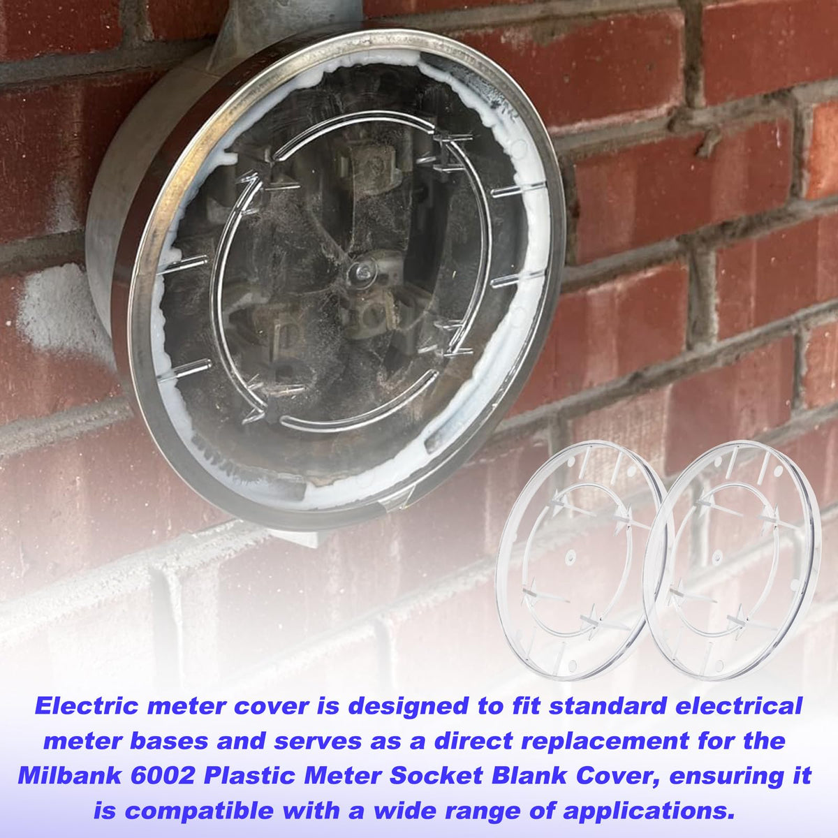 2 Pack Electric Meter Covers Clear Plastic Meter Socket Covers Replacement Compatible with Milbank 6002 Plastic Electric Meter Cover Plate