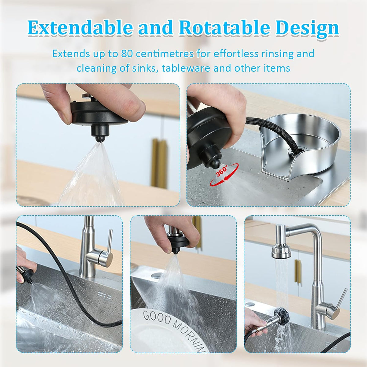 Glass Rinser for Kitchen Sink, 360 Degree Rotating Cup Rinser
