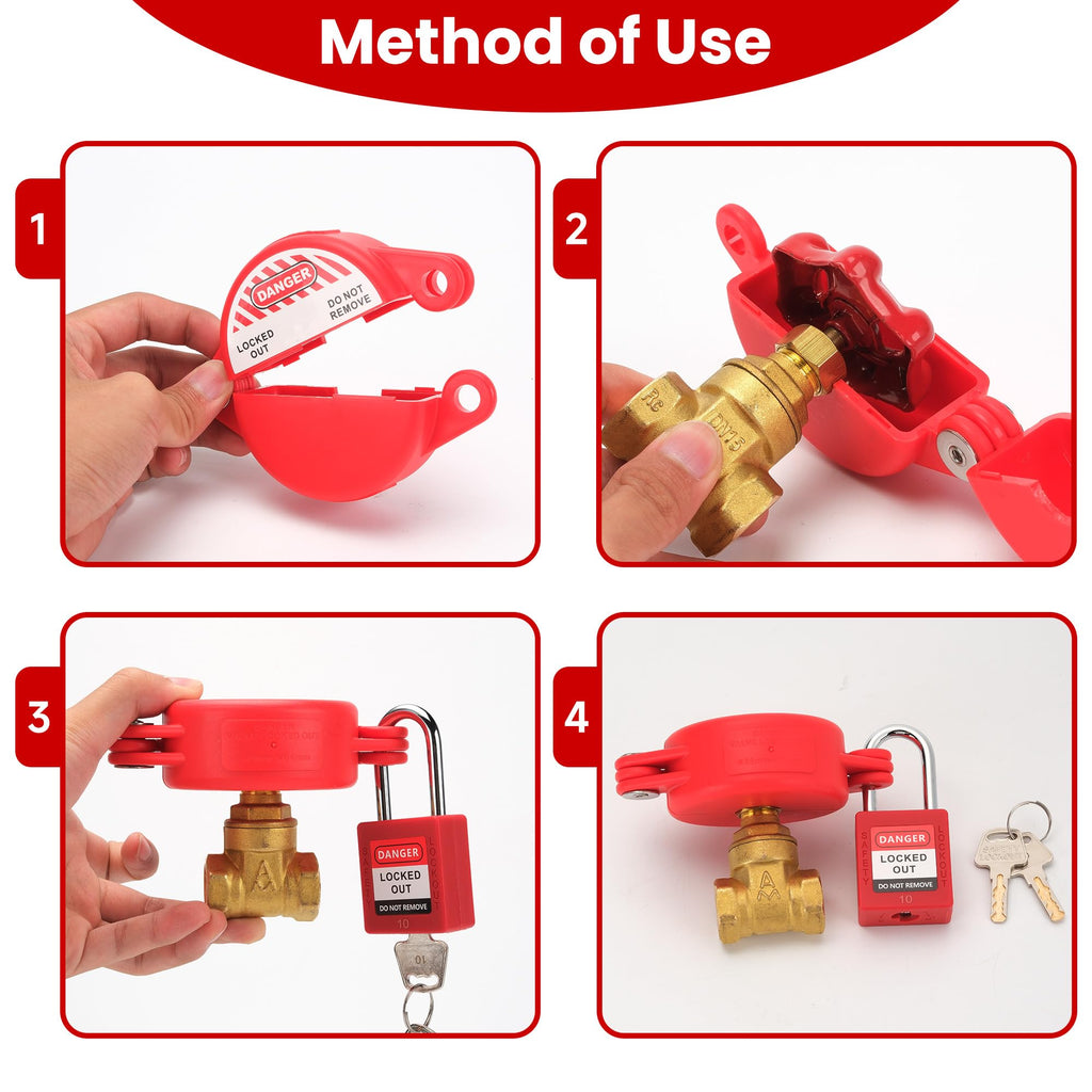 Gate Valve Lockout with Safety Padlock, Hose Bib Lock 2 Pack