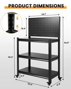 52" Mobile Garage Work Bench Table, Lockable Wheels, Pegboard