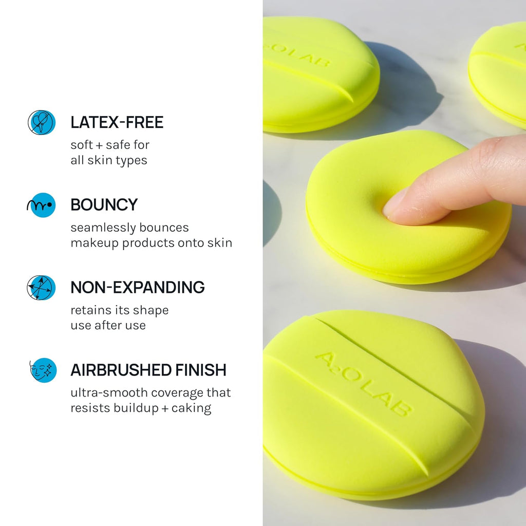 Silky Silicone Makeup Sponge Set, Reusable Cosmetic Applicators Extra Soft Rubycell Makeup Sponges (Lime)