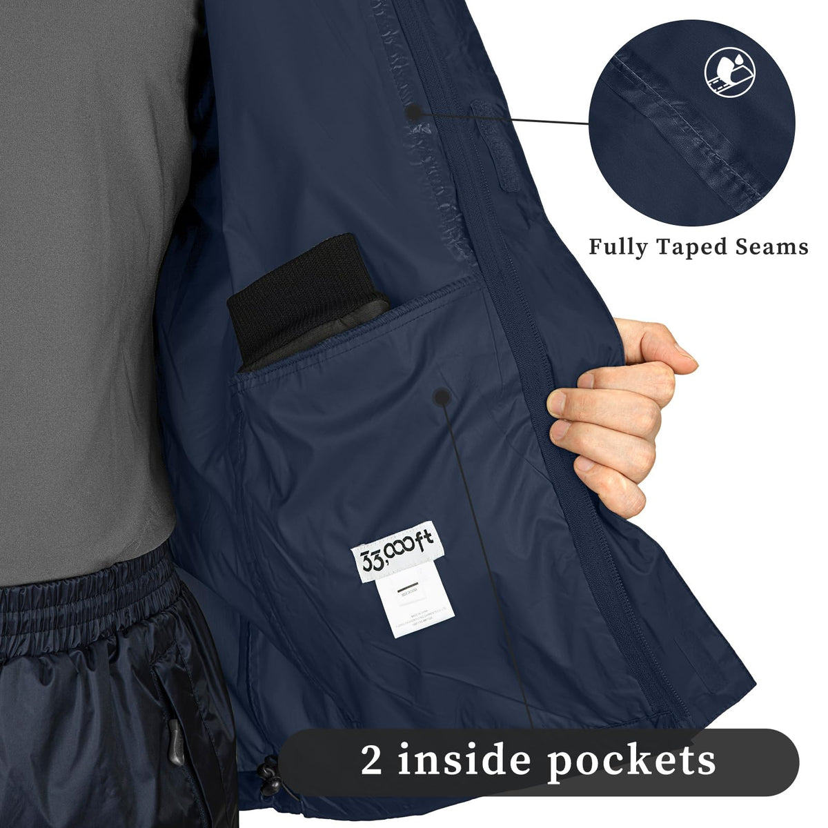 Men's Packable Rain Jacket Lightweight Waterproof Golf Raincoat