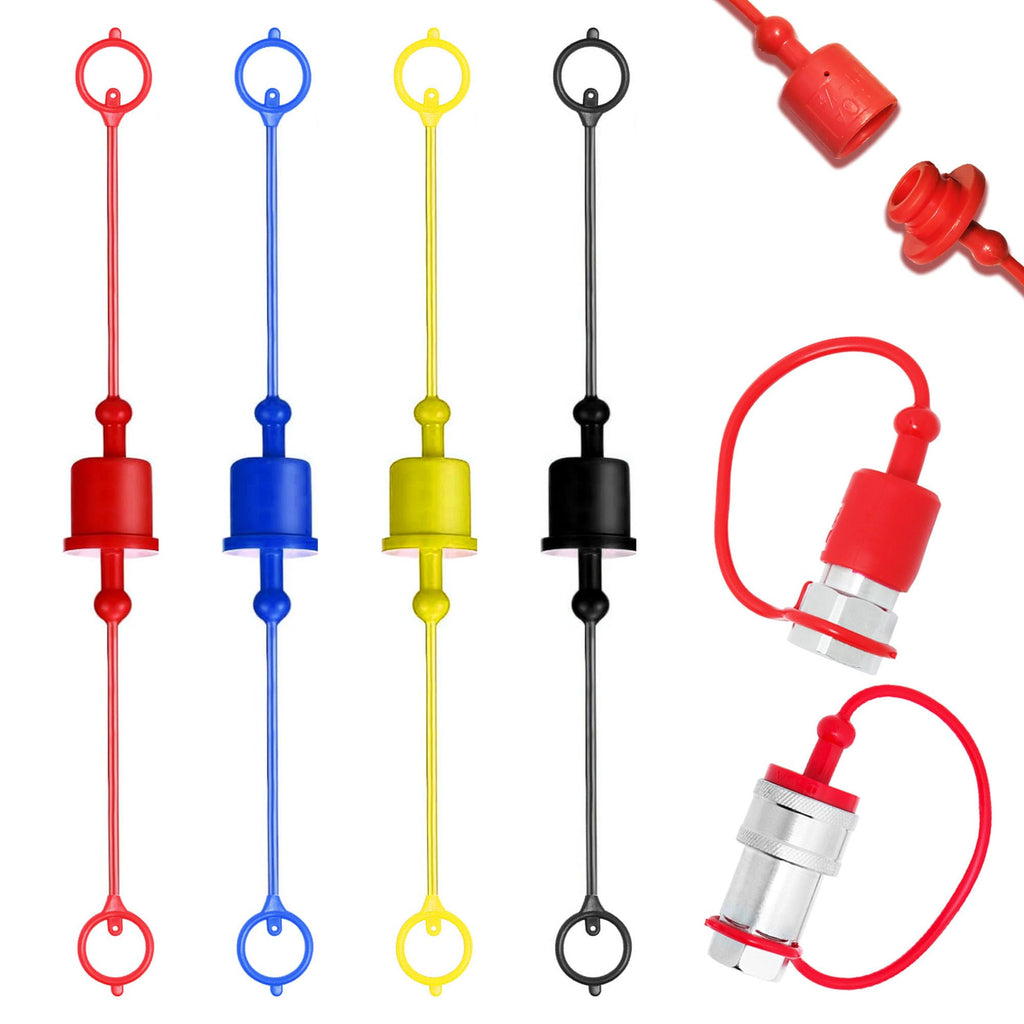 Ojeemii 3/8" Hydraulic Fitting Caps and Plugs 8PCS Hydraulic Dust Caps