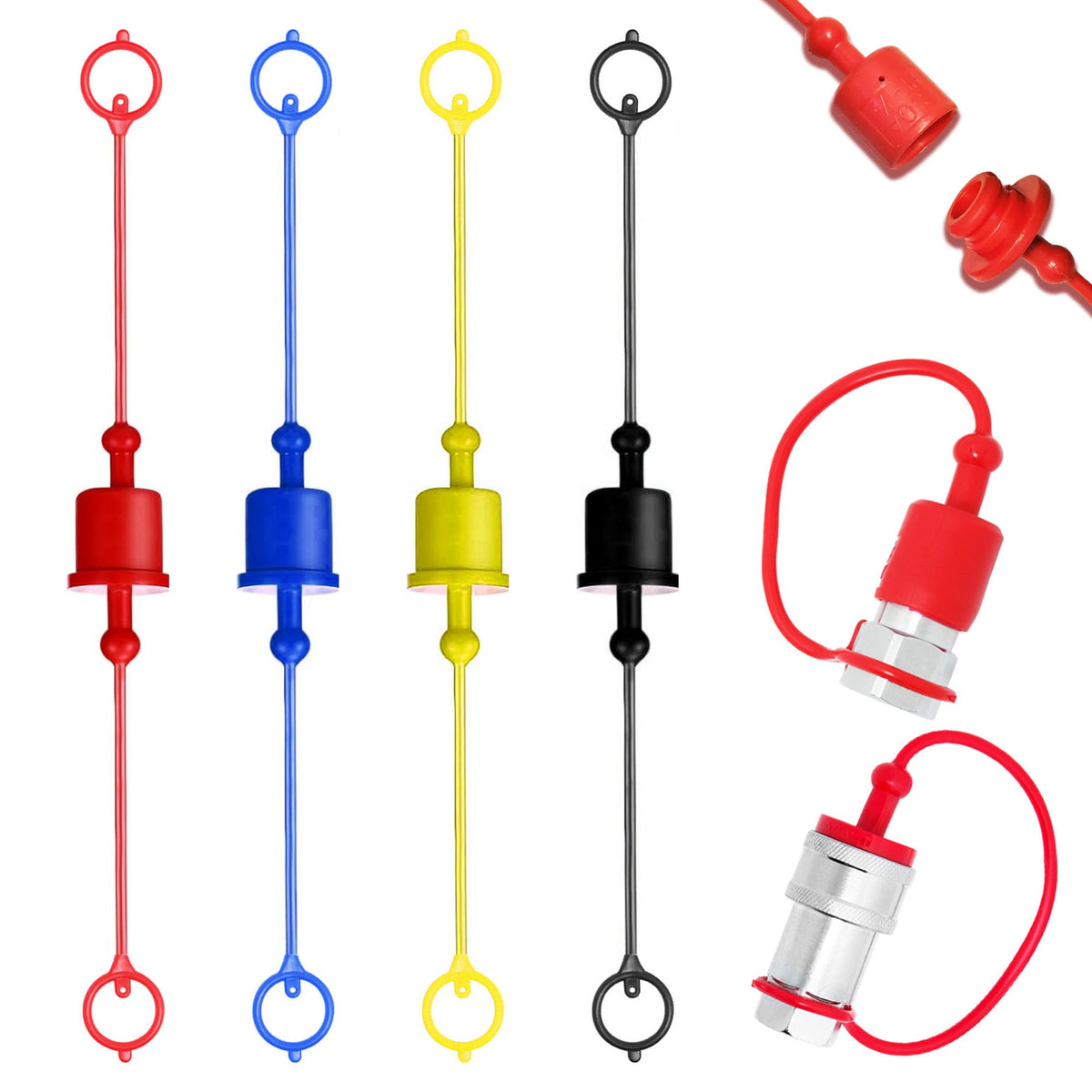 Ojeemii 3/8" Hydraulic Fitting Caps and Plugs 8PCS Hydraulic Dust Caps