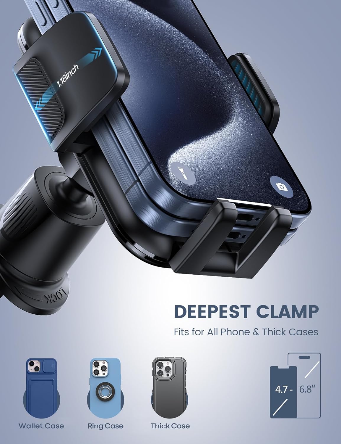 2026 Wider Clamp & Metal Hook Car Phone Holder Vent [Thick Cases Friendly] Phone Holders for Your Car Mount