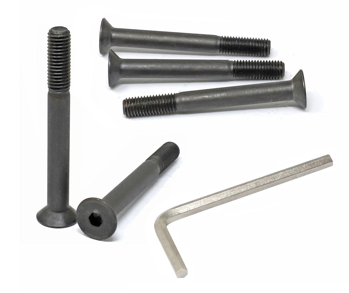iexcell 5 Pcs M10 x 90mm Partially Threaded Thread Pitch 1.5 mm Alloy Steel 12.9 Grade Hex Socket Flat Head Cap Screws Bolts Kit, Black Oxide Finish