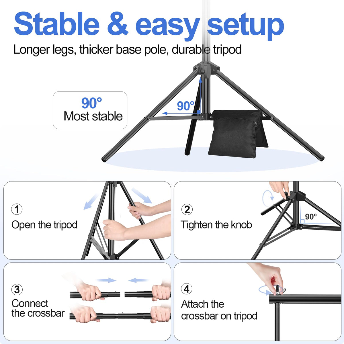 Backdrop Stand 10x8.5FT Adjustable Back Drop Stand for Party Events