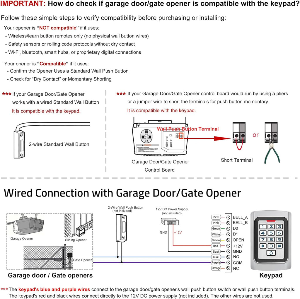 Universal Wired Access Control Keypad, PIN Code & ID Card Metal Door Keypad | 12V DC Door Key pad, IP68 Waterproof