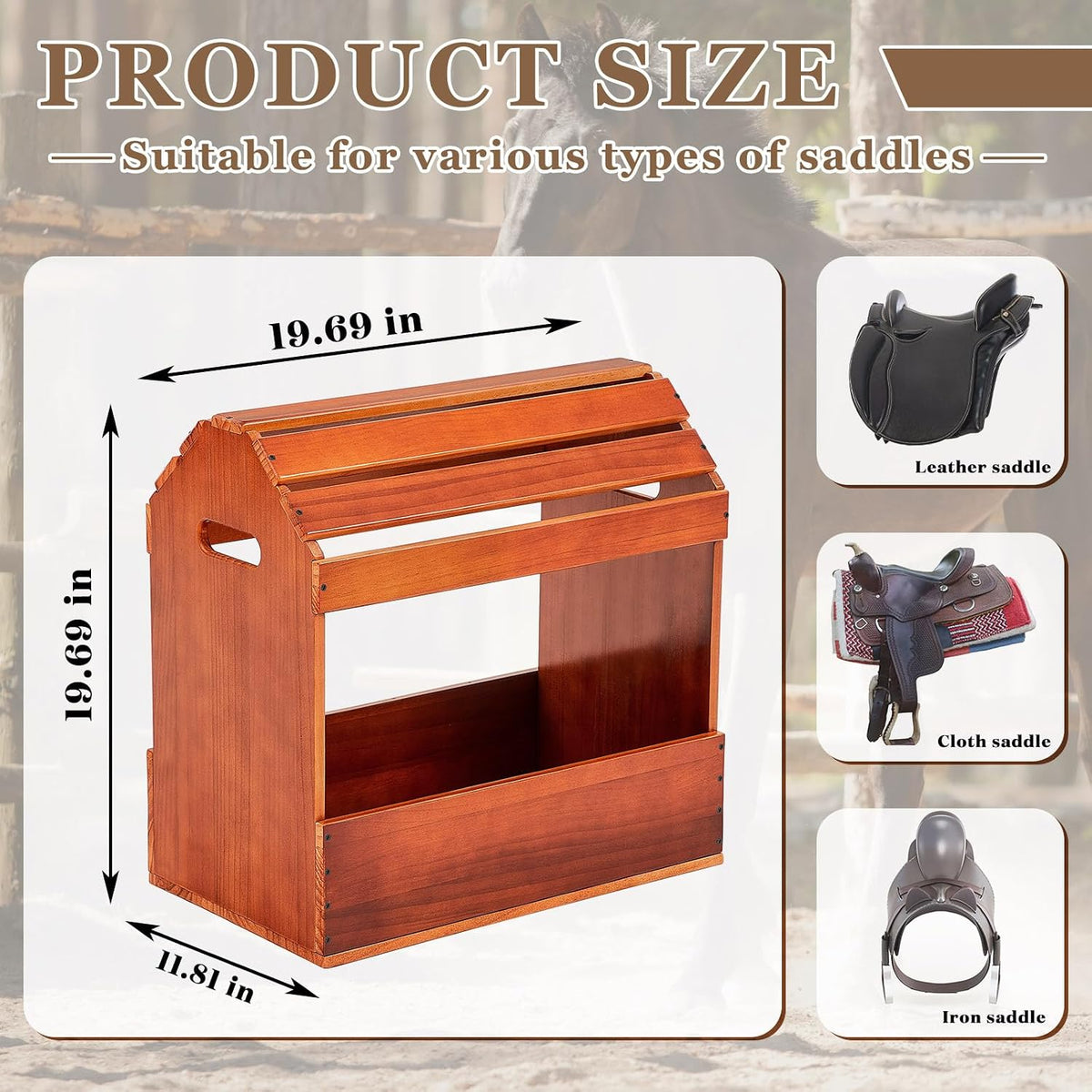 Pine Wood Arched Saddle Rack Stand 20x12x20in, Triangle