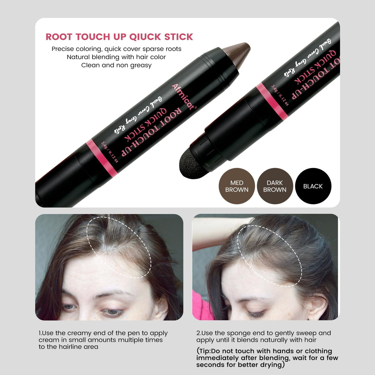 Root Touch Up Stick for Gray Roots & Thinning Hair, #Dark Brown