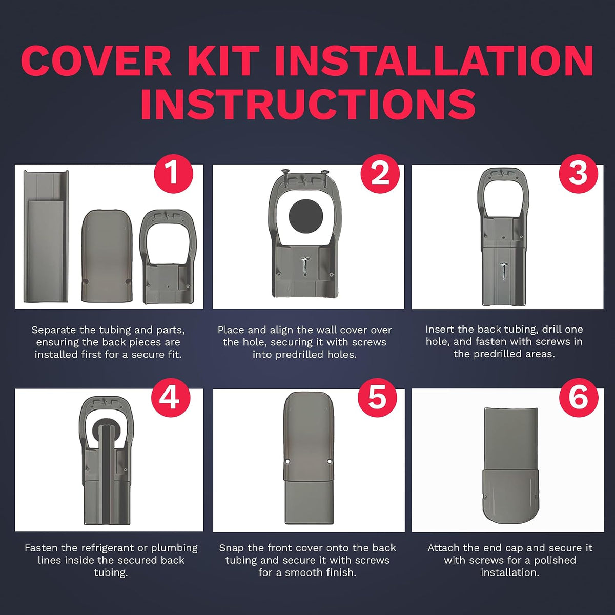 Ductless HVAC Mini Split Line Set Cover - Paintable Kit (Gray, 3" x 7.5 ft) | Protects mini split AC line sets from