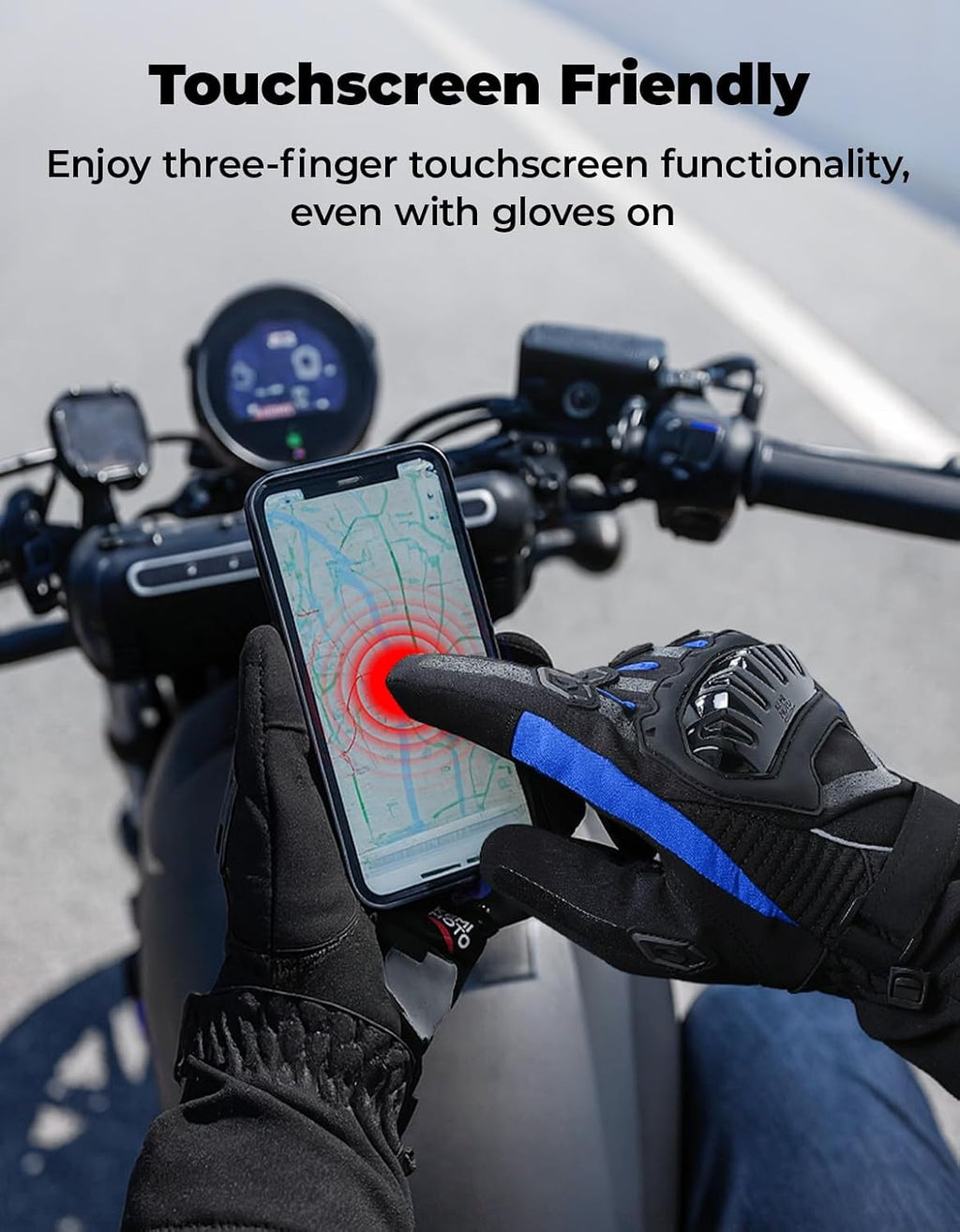 Winter Motorcycle Gloves, Rainproof Riding Warm Gloves with Touchscreen for Motorcycle Riding, ATV, UTV, Snowmobile