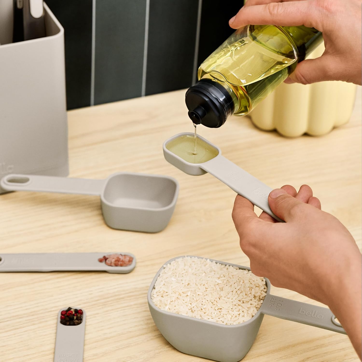 9-Piece Nested Measuring Cups & Spoons Set, Stackable, 4 Cups, 4 spoons, 1 Leveler, Non-slip handles, Kitchen Cooking