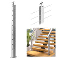 36" Brushed Cable Railing Post Surface Mount Angle Drilled PS01 LA4S