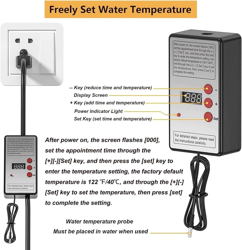 2000W Pool Heater for Inflatable Above Ground Swimming Pool, Immersion Water Heater for Bathtub with Thermostat