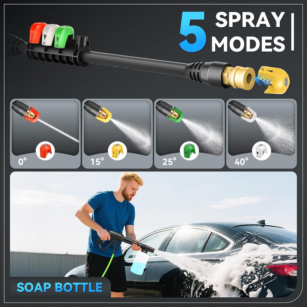 Electric Pressure Washer, 5000 PSI 4.0 GPM Heavy Duty Power Washer, with 4 Nozzles,Foam Cannon,33FT Hose and 500ml