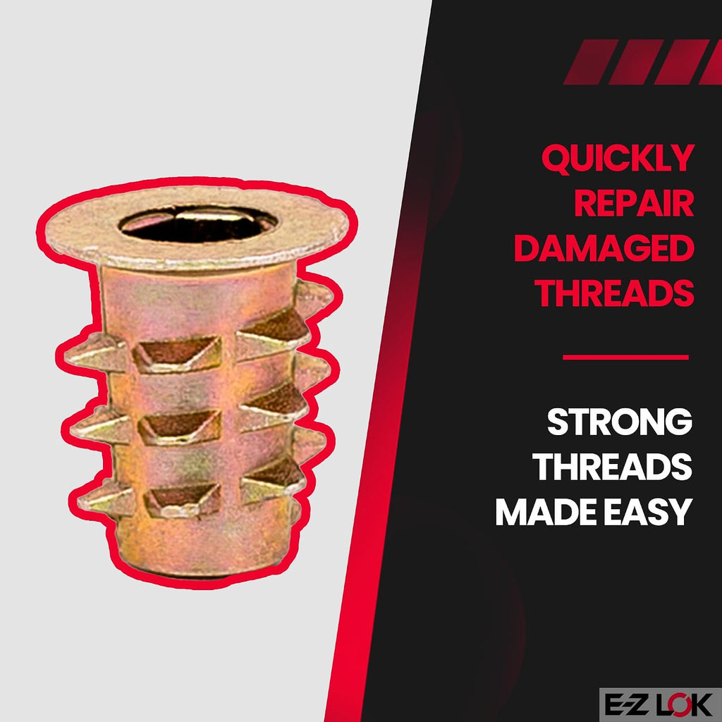 E-Z LOK Hex Thread Insert for Soft Wood, Flanged, 10-24, 13mm, 50 ct